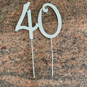 Elegant Silver 40th Birthday Cake Topper